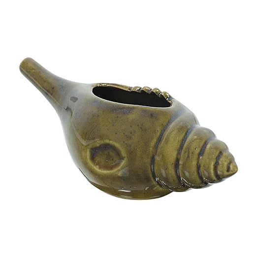Image of Leak Proof Durable Ceramic Neti Pot with Nostril Plugging Support Better Capacity Holds 300 ml Spill Proof with Comfort Grip Lead Free Microwave Dishwasher Safe (Brown)