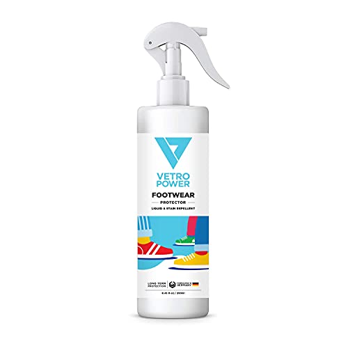 Vetro Power Shoe Protector Spray Long Lasting Water Stain Protection All Types of Shoes Suede Nubuck Fabric 250ml 8.45 fl oz