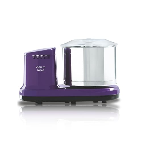 Image of Vidiem Topaz 150W Wet Grinder for Idli Dosa Batter | 2L Stainless Steel Drum, Extra Wide Stone Rollers, High Torque Motor | ISI Certified | ABS Body | 5-Yr Motor Warranty | Lavender