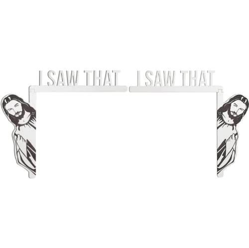 WONDERVY 2 PCS Jesus I Saw That Funny Home Decor Door Frame Decoration Wood Frame Corner Decoration for Mirror Cabinet Chair Drawer Furniture (Black+White)
