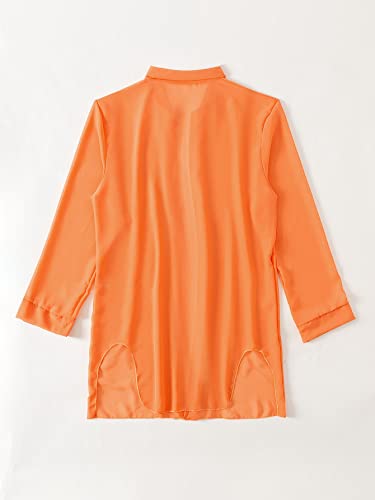 SHENHE Women's Sheer Button Up Long Sleeve Beach Kimono Cover Up Shirt Sun Dresses3
