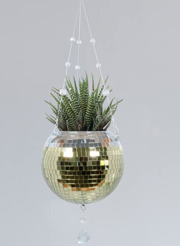 Gold Disco Ball Planter Hanging. 8 Inch Disco Ball. Disco Planter Indoor Gold Hanging Planter. Discoball Planter. Unique Planter For Indoor Plants. Disco Ball Plant Hanger. Disco Planter Pot. #TOP15