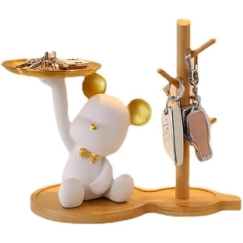 ポーチキー小物収納 おしゃれな卓上飾り 選べるカラーバリエーション 北欧風クマのキー収納 鍵収納ボックス おしゃれな小物飾り ポーチキートレイ 鍵収納 収納トレイ 動物の彫像彫刻飾り ポーチ室内装飾 化粧台 口紅ラック コイン キャンディ皿 実用性が高い