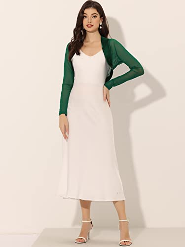 Image of Allegra K Women's Satin Shrug Wedding Open Front Mesh Evening Formal Bolero