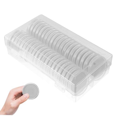 Capsules de pièces de monnaie Gatuida transparentes avec boîte de rangement 16-46 mm