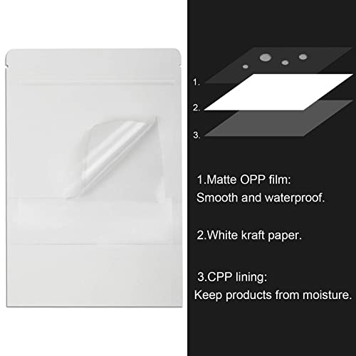 Image of TRUE SHOP The Ultimate Solution for Food Storage - Foil Pouch Stand-Up Bags with Self-Sealing Technology Matt White Polyester (50 GM, 50, count)