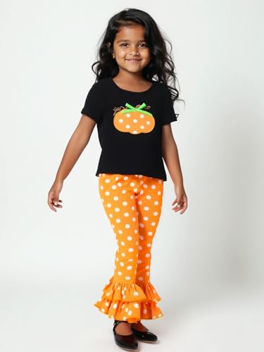 Image of Unique Baby 2 Piece Girls Double Ruffle Leggings and Short Sleeve Shirt Clothes Set Kid and Toddler Girl Outfit