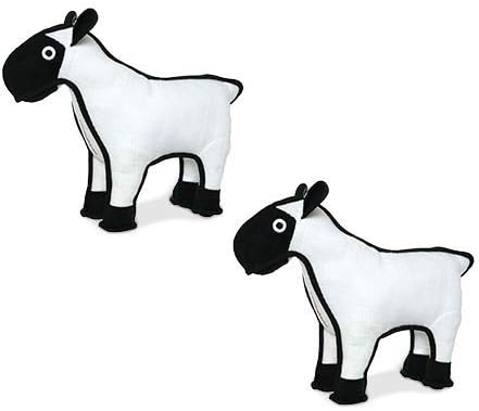 TUFFY - World's Tuffest Soft Dog Toy - Barnyard Sheep - NO Squeakers - Multiple Layers. Made Durable, Strong & Tough. Interactive Play (Tug, Toss & Fetch). Machine Washable & Floats. (Regular 2 Pack)