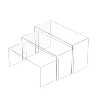 Sezanrpt Clear Display Risers Shelf 3pcs, Countertop Rectangular Acrylic Display Storage Organizer, Acrylic Stands for Bags, Shoes, Toys, Collectibles - 9''x9.5''x10''