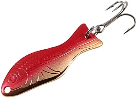 AL's Goldfish Lure Company, G200 Goldfish Freshwater Fishing Spoon Lure with Treble Hook for Trout, Salmon, Bass, Walleye, Northern Pike and Panfish. 1/4 oz. 2", 6 Hook, Gold Red