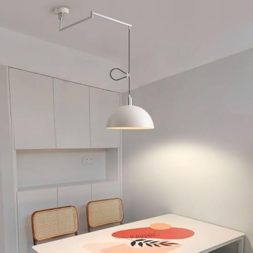 Lámpara colgante de comedor con cúpula ajustable semicircular y brazo móvil Bianco 8