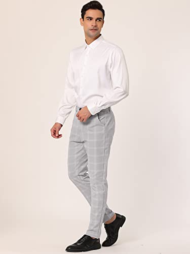 Lars Amadeus Men's Dress Plaid Pants Slim Fit Flat Front Business Pencil Trousers with Pockets4