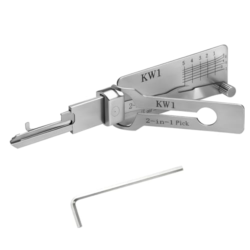 KW1 Hauptschlüssel-decoder aus Edelstahl,LiShi 2-in-1 Lock Pick und Pick-Werkzeuge,Autoschlüssel-Leser,Lockpicking Set Mehrzweck-Wartung,Reparatur-Kits,robuste Handwerkzeuge, Silber