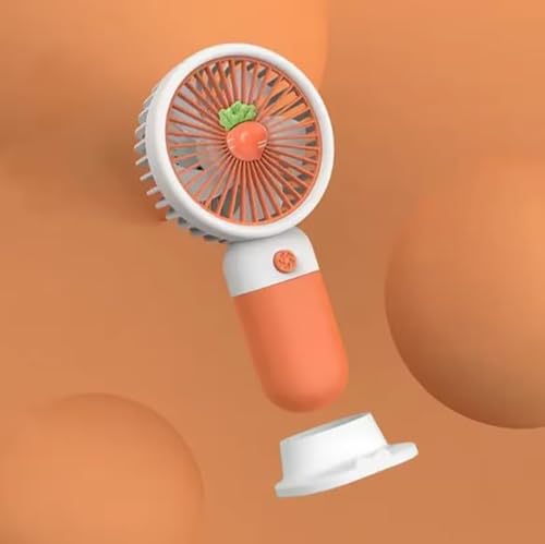 Image of MIRADH Mini Handheld Fan (Upto 6 Hours Running) Rechargeable 2000 Mah Battery Operated Portable Fan, Desk Fan, Carry It Anywhere (Orange)