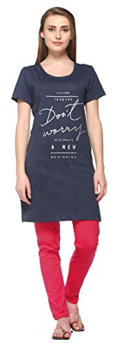 Image of In Love Women's Printed Cotton Plus Size Longline T-Shirt Half Sleeve with Pockets Pack of 2