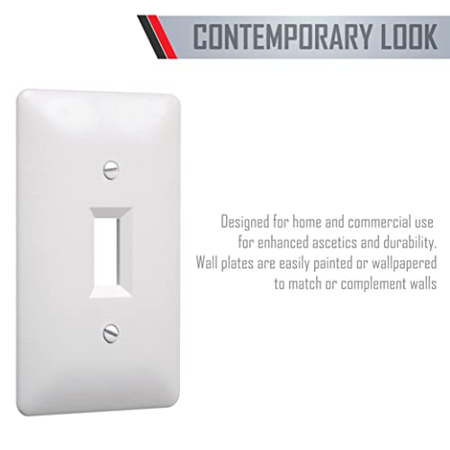 Image of TayMac 4000W Paintable Single Toggle Light Wall Plate Cover, White, 1-Gang