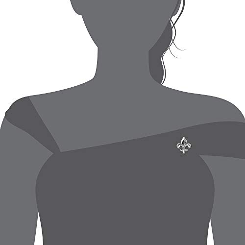 Image of WithLoveSilver 925 Sterling Silver Fleur de lis Cross Brooch Pin