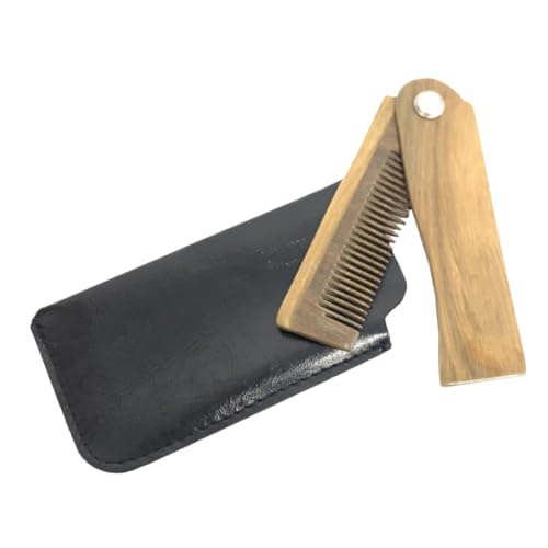 SHERCHPRY Beard Comb Set Folding Wooden Comb Hair Supply Case Men's Hair Tool Home Beauty