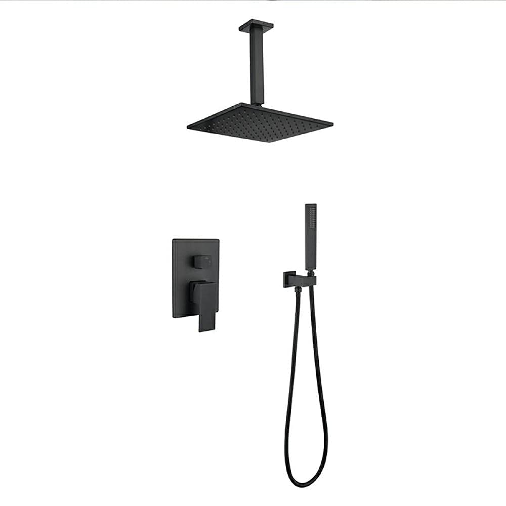 Ensemble de douche combiné anti calcaire noir mat mitigeur double sortie