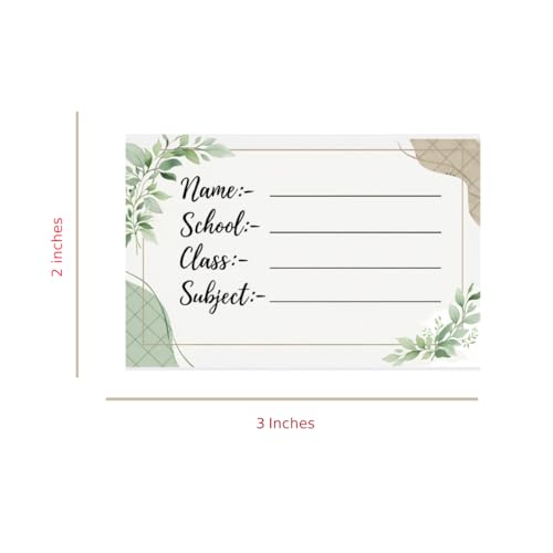 Image of School Notebook Name Labels, 3x2 Inch, Floral Design, Waterproof Self-Adhesive Student Name Tags for Books & Notebooks, Pack of 10