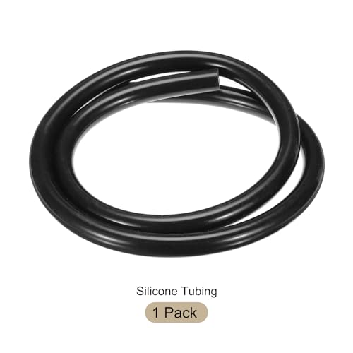 Image of 1m(3.3ft) 9.5mm(3 /8 inch) ID x 14.3mm(9 /16 inch) OD Silicone Tubing Black Industrial Plastic Tubing Pure Silicone Hoses for Pump Siphoning Draining Irrigation Brewing