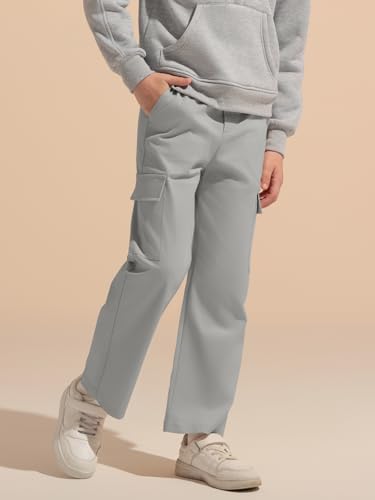 Haloumoning Boys Baggy Cargo Pants Kids Drawstring Waist Workout Joggers Outdoor Hiking Baggy Trousers 5-14 Years3