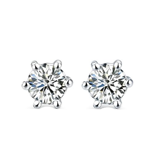 AMDXD Pendientes de oro blanco Au750 de 18 quilates para mujer, joyas auténticas, pendientes clásicos de diamante creados en laboratorio, sin níquel, corte redondo, pendientes para mujer de oro de 18