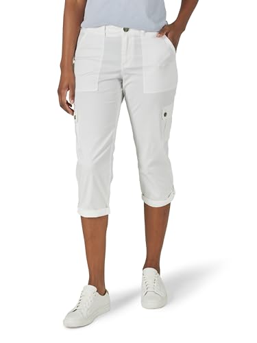 Lee Damen Ultra Lux Comfort mit Flex-to-Go Cargo-Caprihose, Weiss/opulenter Garten, 40 – Ansicht 1