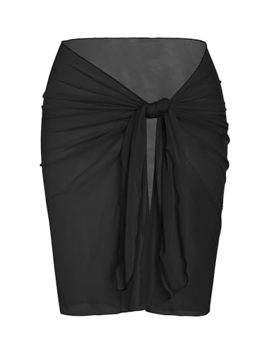 Image of ZAFUL Women's Sarong Coverups Beach Wrap Sheer Bikini Cover Up Mini Skirt | Wraps Swimwear, Cover Ups for Swimwear, Multi-Wear, Texture, Floral