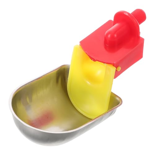POPETPOP Stainless Steel Poultry Automatic Drinking Bowl for Chickens and Ducks – Metal Chicken Waterer with Water Dispenser Suitable for Poultry Farming and Breeding