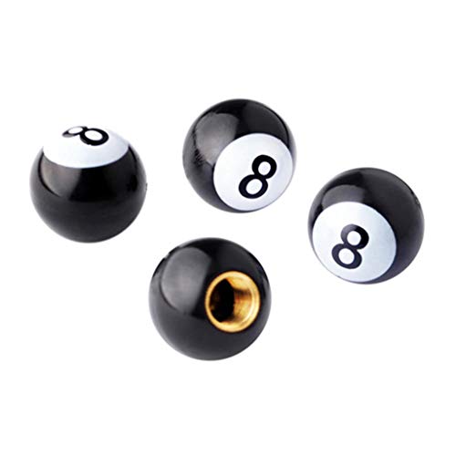 Tcn 4pcs Bouchons De Tige De Valve De Pneu Billard Noir, 8 Bouchons d'air De Vélo De Voiture Automatique en Forme De Boule Cover