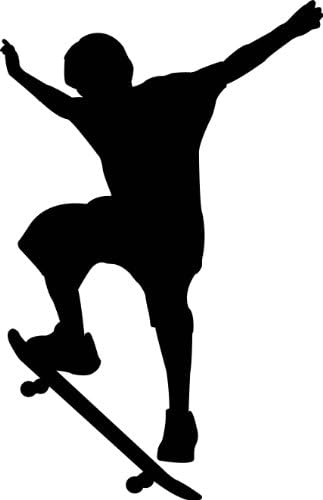 Sports Silhouette Wall Decals - Boy Skateboard 2 Silhouette - 12 inch Removable Graphic