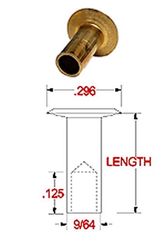 4-5 BRASS BRAKE RIVETS, COUNTERSUNK HEAD, PLAIN FINISH