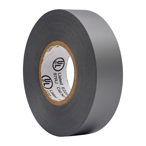 Image of TradeGear Gray 1 Pack - UL Listed Colored Electrical Tape, 60 ft x 3 /4 in, 600V, Flame Retardant, Waterproof, Rubber Adhesive - Phase Marking, Wire ID, Automotive