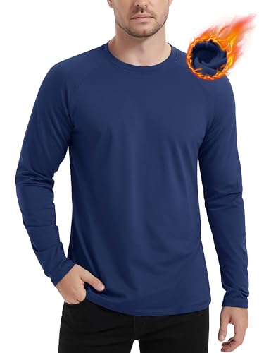 MAGCOMSEN Dry Fit Long Sleeve Men Thermal Fleece Shirts Workout Athletic Base Layer Undershirts Navy...