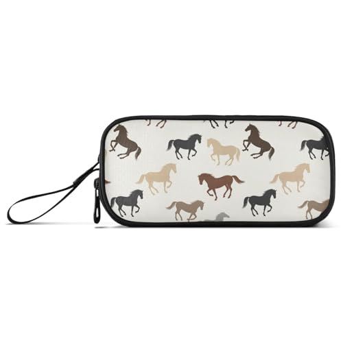 Image of J JOYSAY Horses Beige Pencil Case Large Big Capacity Pencil Box Case for Girls Boys Desk Organizer for College Students School Office