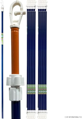 Set Of 2 Heavy Duty 2.2m Metal Telescopic Washing Line Pole - 7.2ft Extendable Home & Garden Clothes Laundry Support Props | For Outdoor Indoor Airer Rope String - Extendable From 1.2m to 2.2m