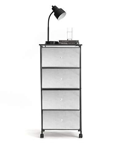 Urban Lifestyle 4 Tier Mirrored Rolling Storage Cart