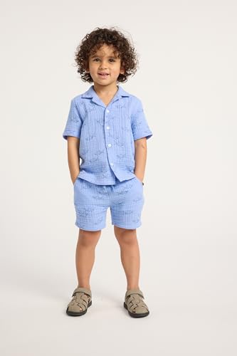 Image of The Children's Place Baby Boys' And Toddler Gauze Short Sleeve Shirt and Shorts, 2 Piece Outfit