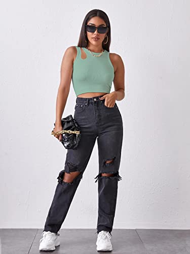 Image of Shasmi Women's Striped Slim Fit Crop, Ribbed, Stylish Tank Top, Soft and Comfy Fabric has Some Stretch