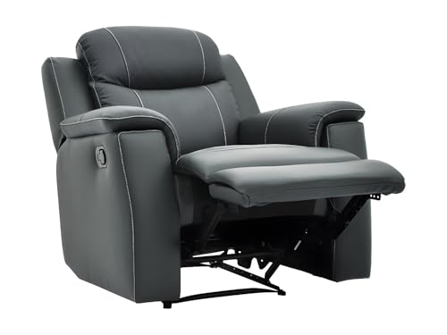 Vente unique   Sillón Relax 1 Plaza Evasion   Piel   Gris Antracita