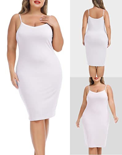 Vlazom Women's Plus Size Full Slip Dresses V-Neck Soft Nightgown Adjustable Spaghetti Strap Mini Casual Dress Under Dresses2