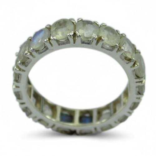 Image of 55Carat Choose Your Color Natural Gemstone Sterling Silver Band Ring Birthstone Friendship Love Size 5-13