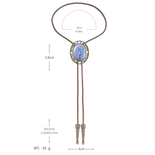 Image of Jeilwiy Bolo Tie for Men Real Stone Westwern Cowboy Ties Silver Bolos Women Leather Necktie Gift for Birthday Christmas
