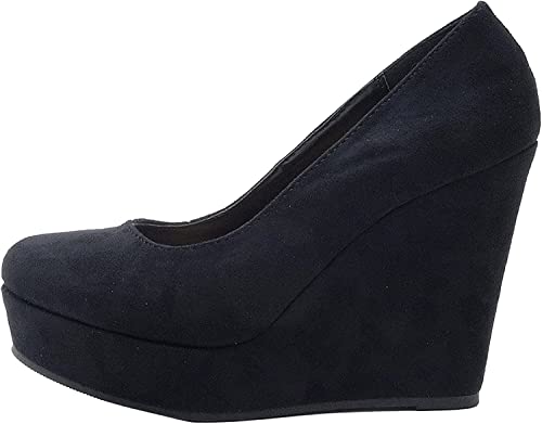 Soda Beer ~ Women's Round Toe High Platform Wedge Shoes2