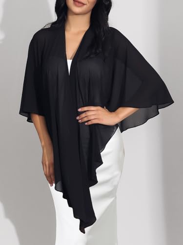 EASEDAILY Women's Shawls and Wraps for Evening Dresses Chiffon Wedding Scarf Bridal Stole Shrug for Bride and Bridesmaid2