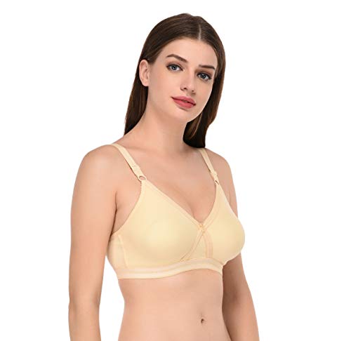 Image of Elina Women's Black-Skin-White Full Coverage Cotton Hosiery D-Cup Bra (Set of 3)