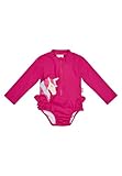 Sterntaler Badeanzug Einhorn – Baby- & Kinder-Badeanzug aus Bademodenstoff mit Elasthan, Einhorn-Druck, Rüschen, Lange Ärmel, UV-Schutz 50+, Purpur, Größe 116