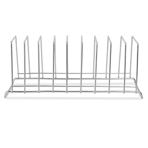 Image of Namani 9 Section Stainless Steel Plate Stand | Dish Organizer Rack for Kitchen Cabinet & Countertop | Rust Proof Plate Holder for Dishes, Thali & Lids (Silver)