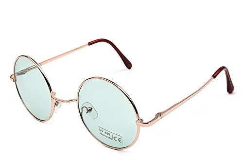 Caixia Women's SJT-TZ Colored Tinted Lens Retro Metal Round Sunglasses (green, 0)
